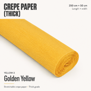 Crepe Paper (Thick) 250cm x 50cm - YELLOW-3 (Golden Yellow)