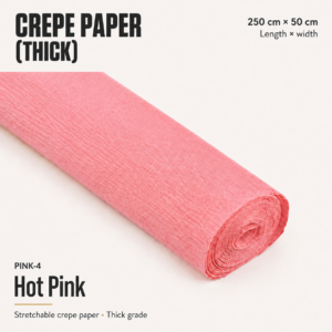 Crepe Paper (Thick) 250cm x 50cm - PINK-4 (Hot Pink)