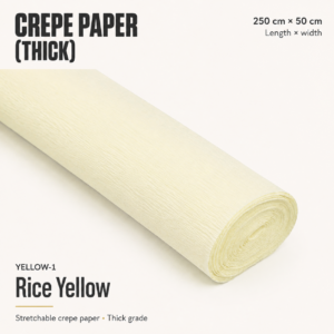Crepe Paper (Thick) 250cm x 50cm - YELLOW-1 (Rice Yellow)