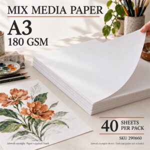 Mix Media Paper (180gsm/270gsm) - 180GSM, 30cm x 42cm (A3)