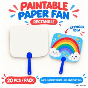 Paintable Paper Fan (20Pcs/Pkt) - Rectangle