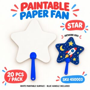 Paintable Paper Fan (20Pcs/Pkt) - Star