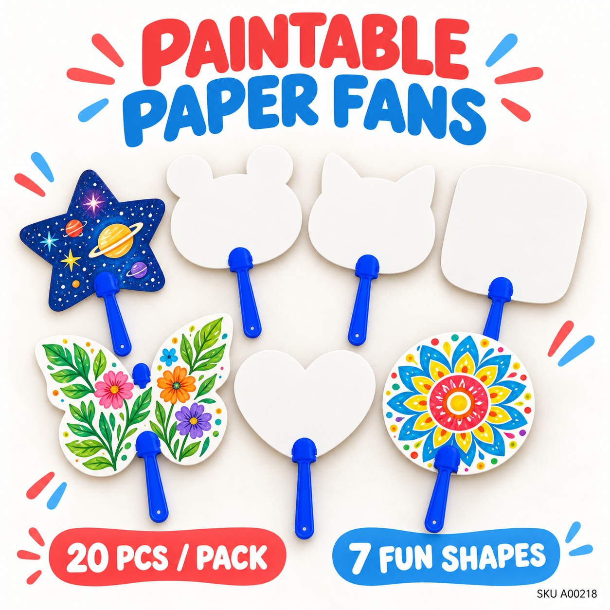 Paintable Paper Fan (20Pcs/Pkt)