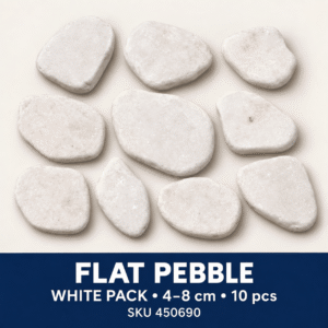 Flat Pebble (Assorted) - White 10pcs