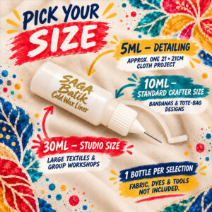 02-gallery-size-coverage-guide-v3-gold-label SAGA Batik Cold Wax Liner size and coverage guide: 5ml, 10ml and 30ml