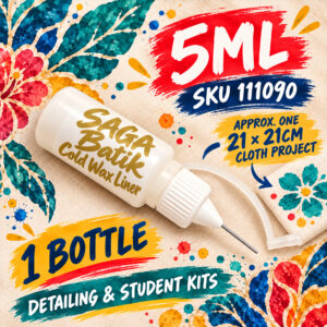 SAGA Batik Cold Wax Liner 5ml, one gold-labelled bottle, SKU 111090