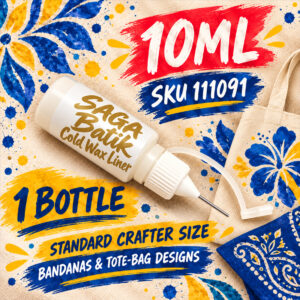 SAGA Batik Cold Wax Liner 10ml, one gold-labelled bottle, SKU 111091